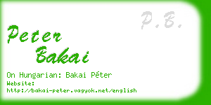 peter bakai business card